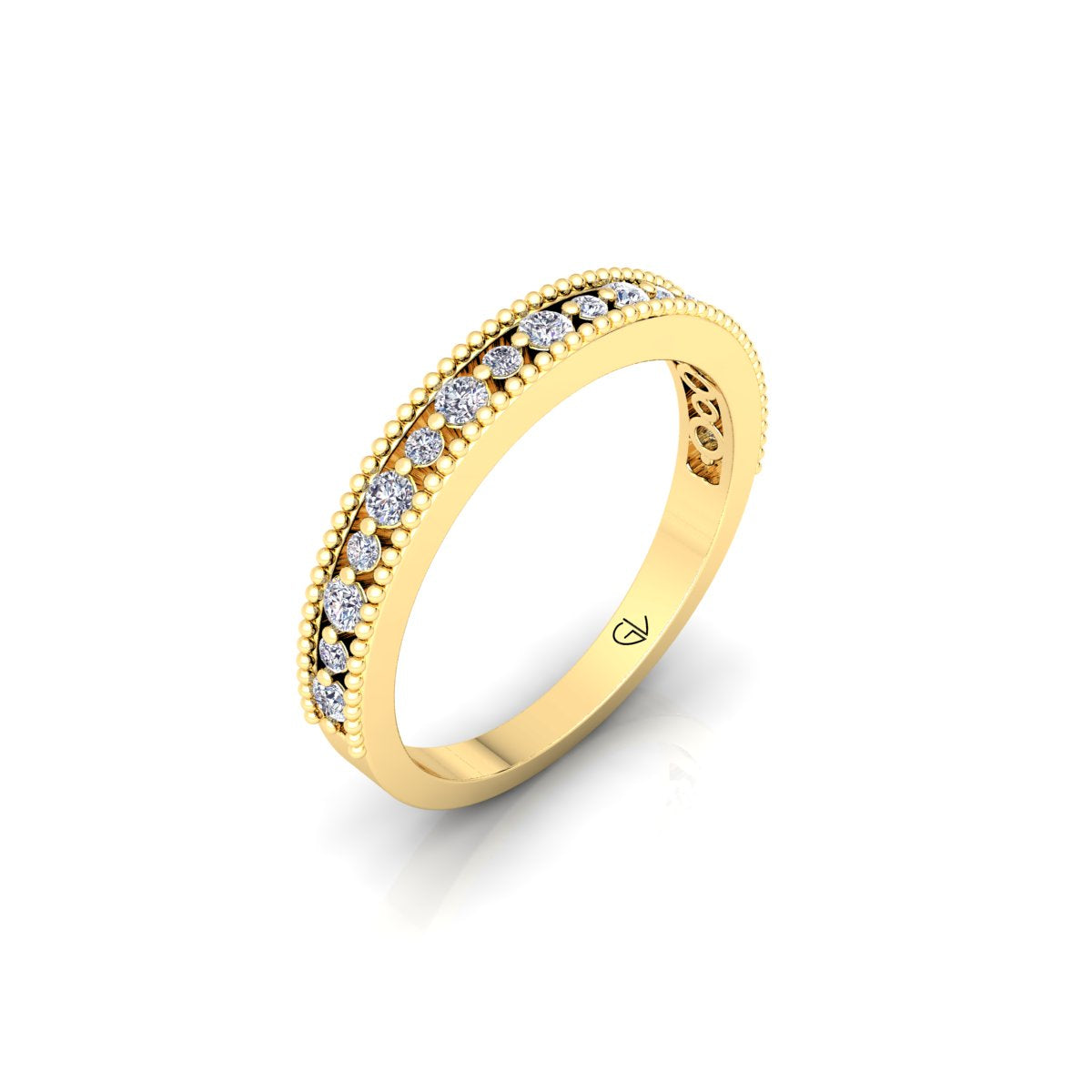 Lab Grown Diamond Vintage Inspired Half Eternity 14K White Gold Wedding Band