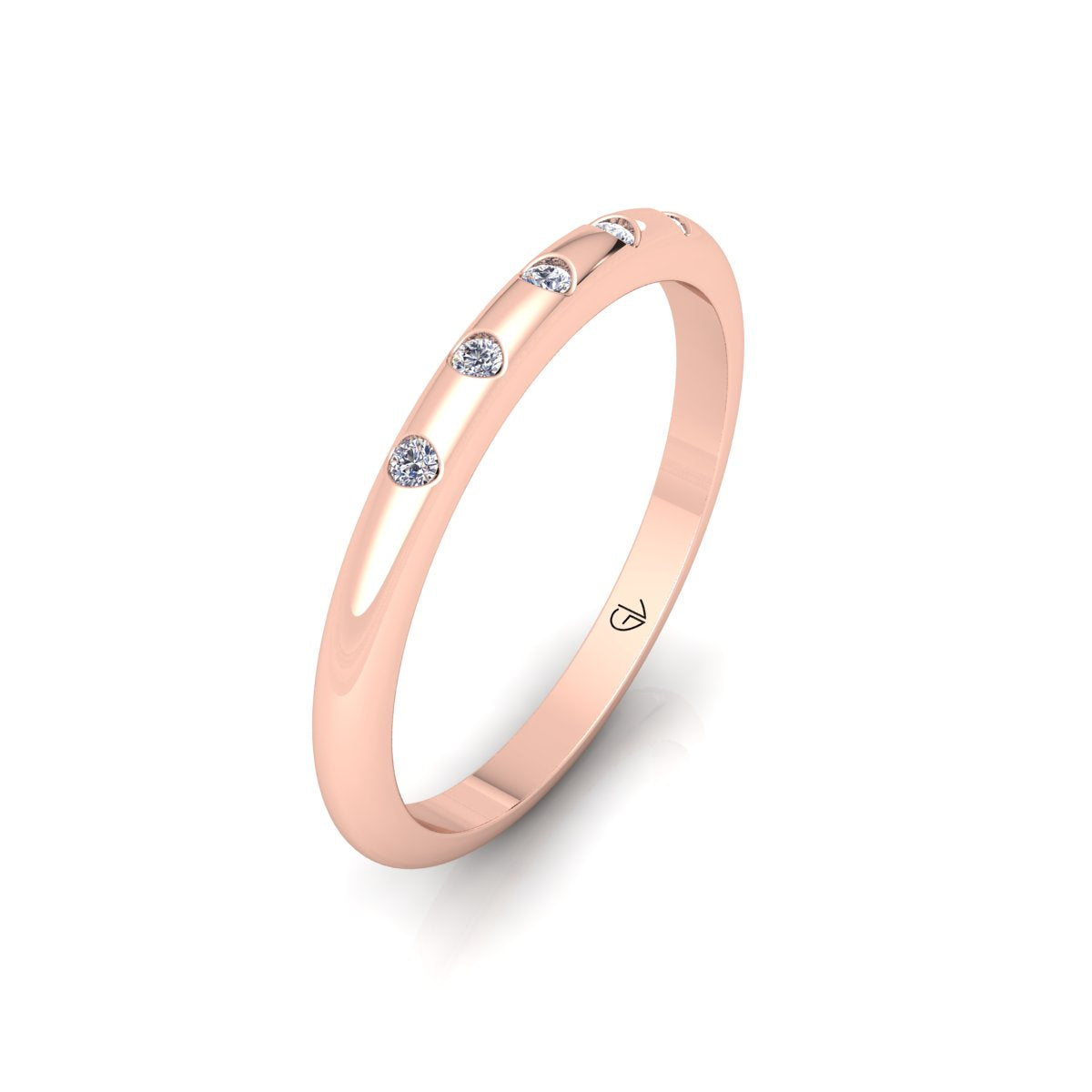 Lab Grown Diamond Five Stone Flush Setting 14K White Gold Wedding Band