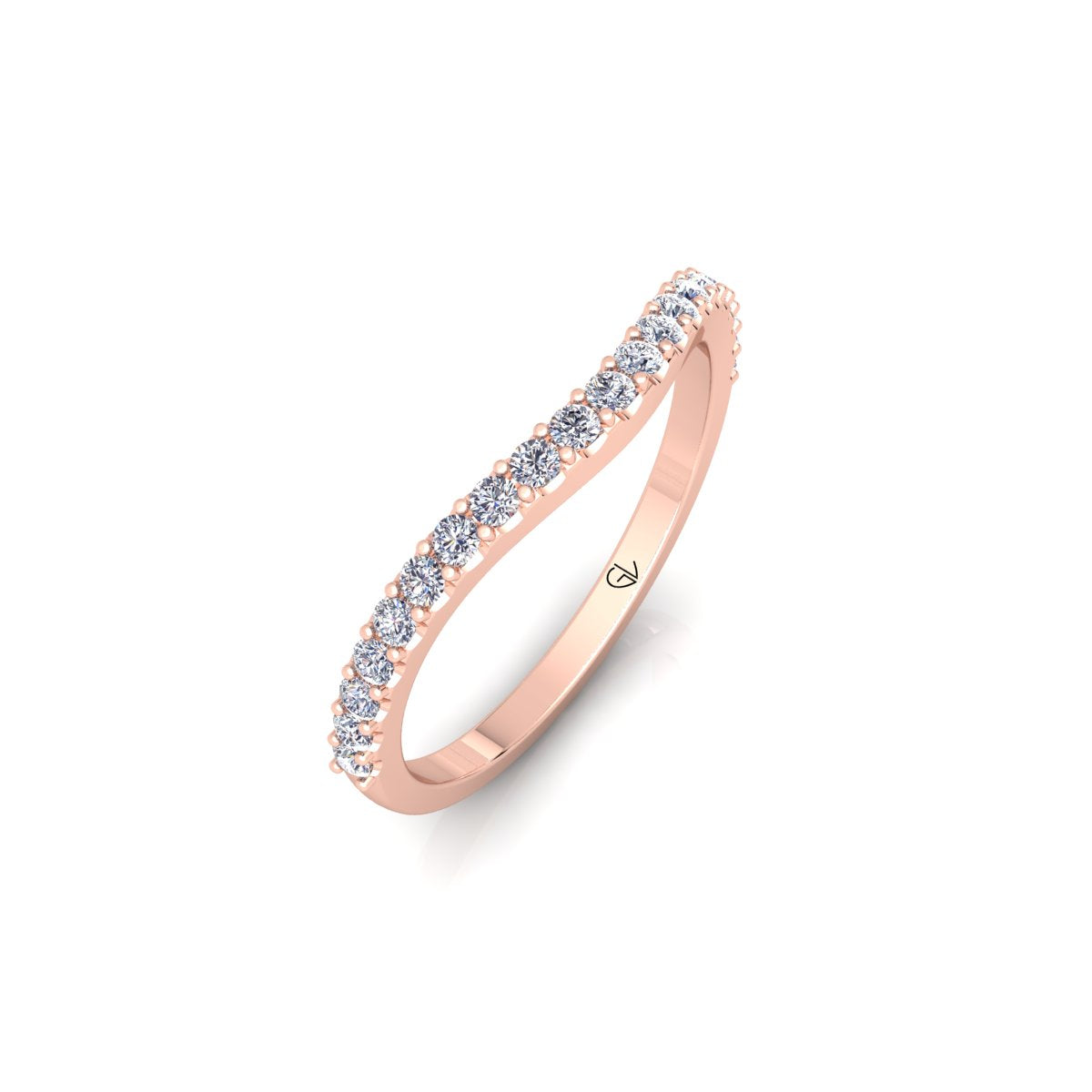 Lab Grown Diamond Curved Minimalist 14K White Gold Wedding Band