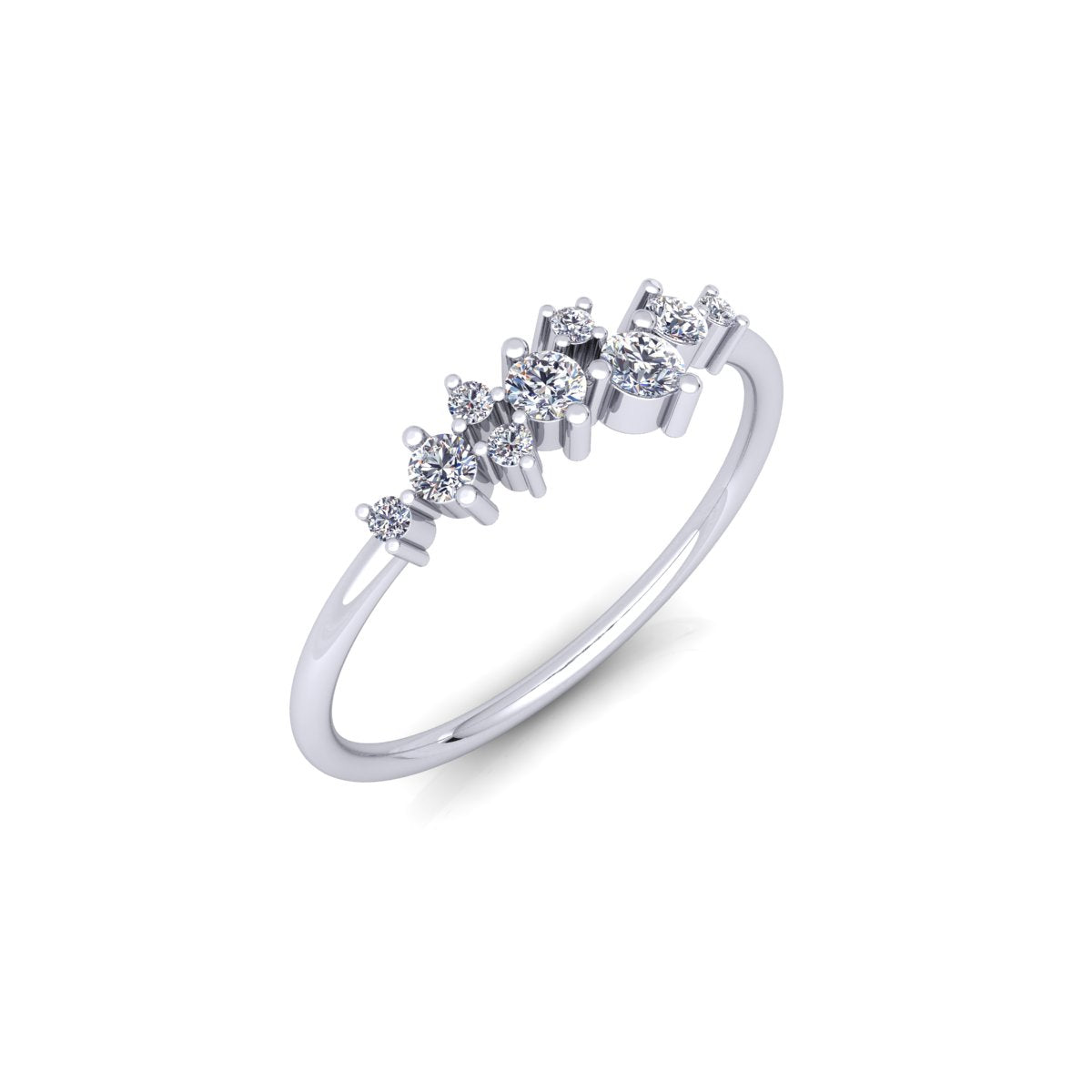 Lab Grown Diamond Cluster 14K White Gold Wedding Band