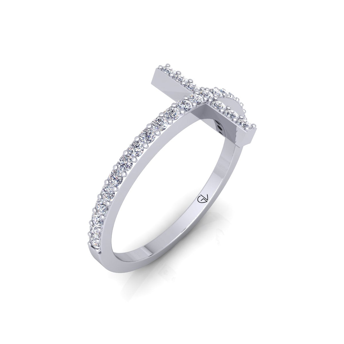 Lab Grown Diamond Cross Band 14K White Gold Wedding Band