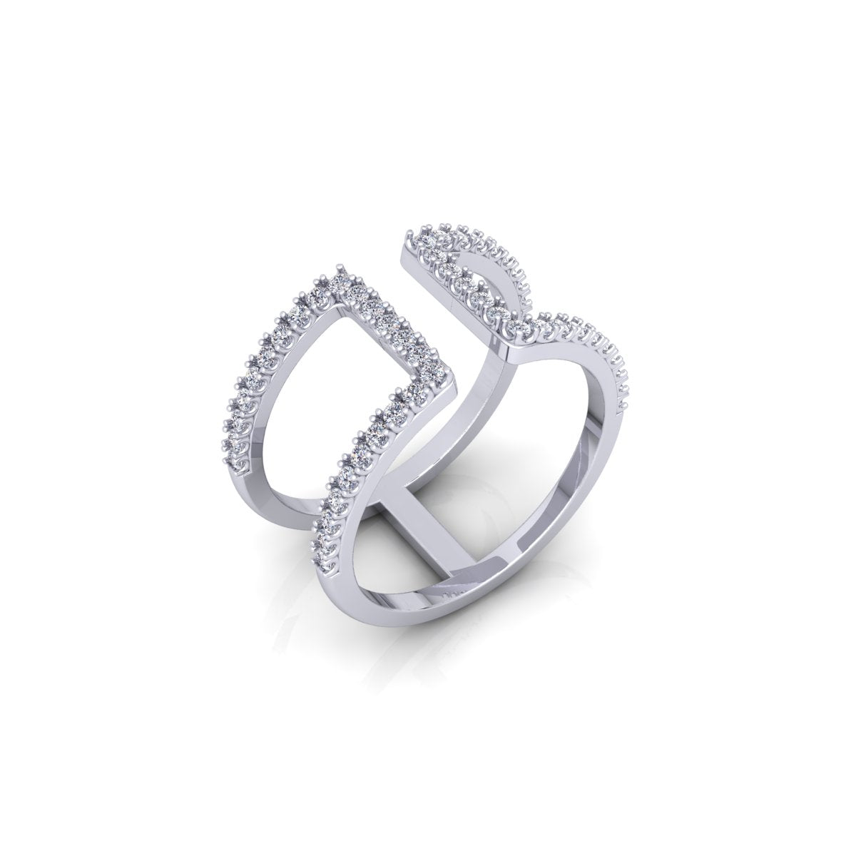 Lab Grown Diamond Dainty Open Cuff 14K White Gold Wedding Band