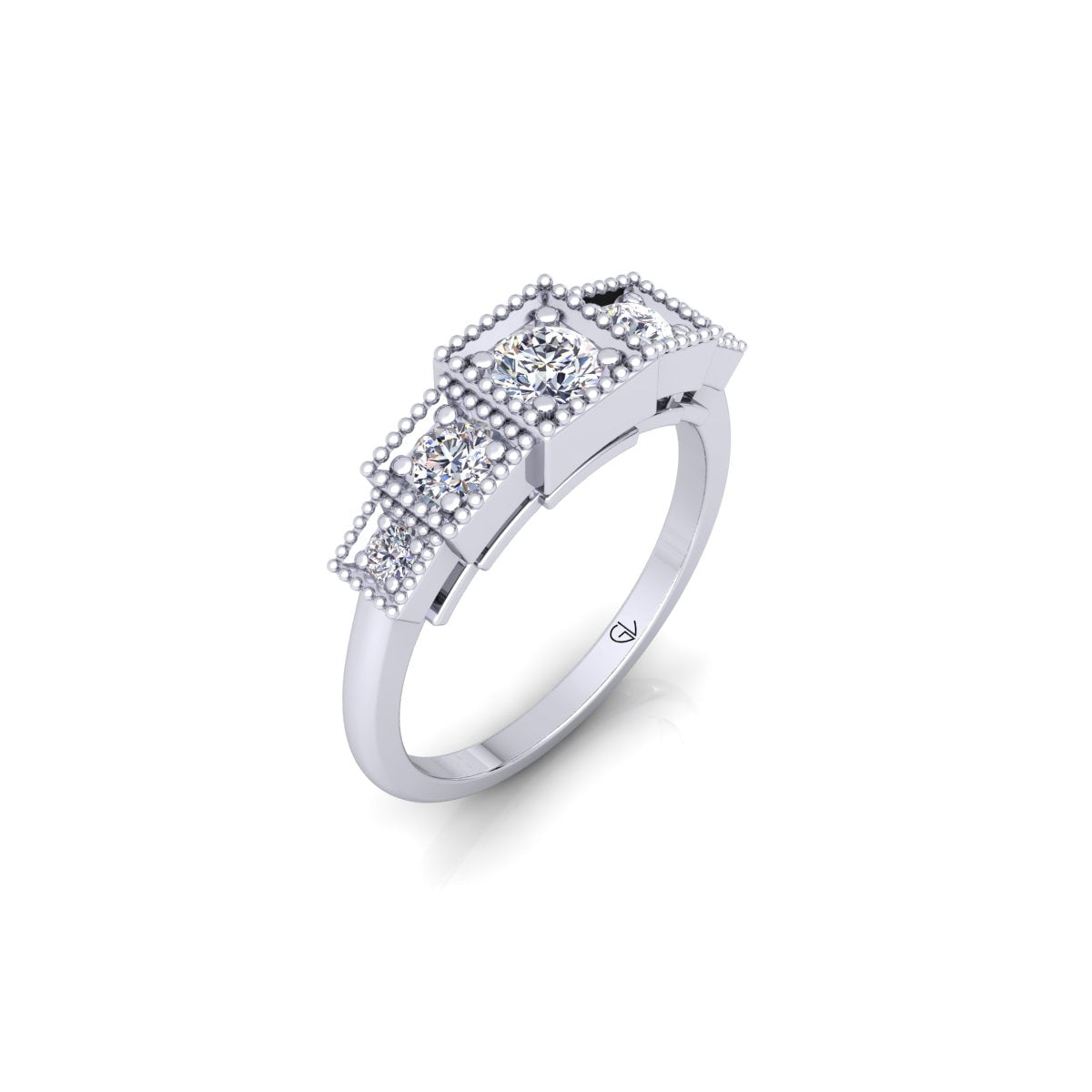 Lab Grown Diamond Five Stone 14K White Gold Wedding Ring
