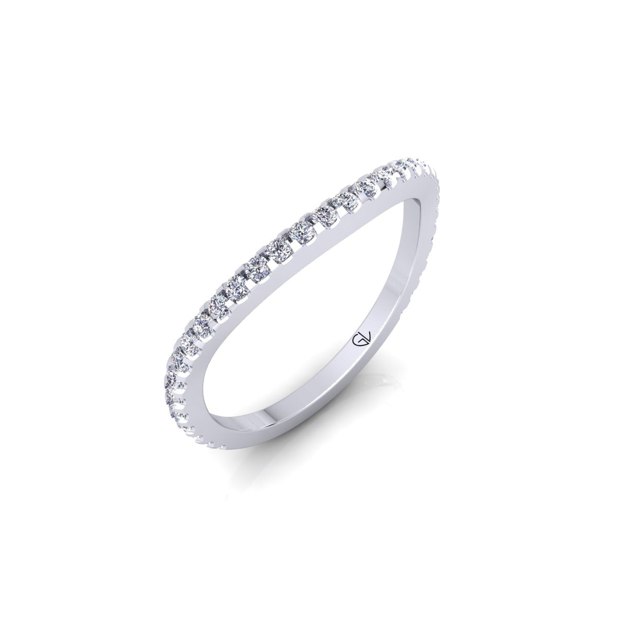 Lab Grown Diamond Curved Minimalist 14K White Gold Wedding Band