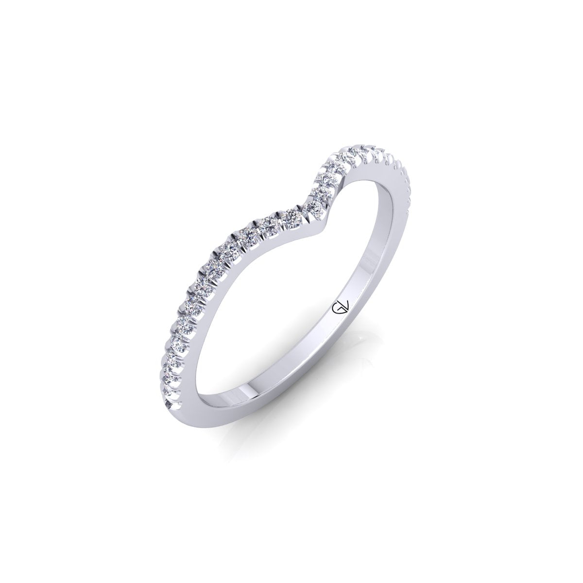 Half Eternity Curved Round Lab Grown Diamond 14K White Gold Wedding Band