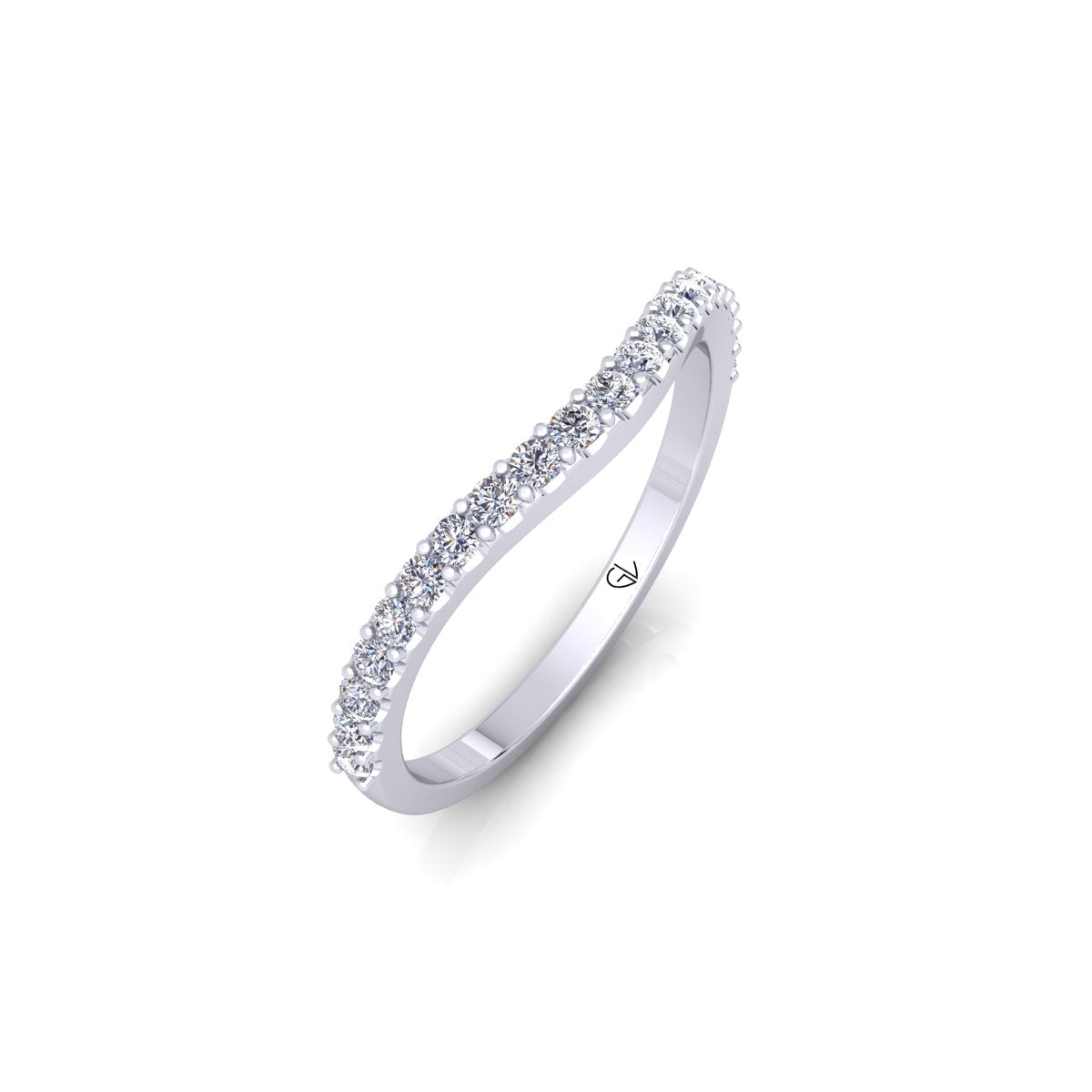 Lab Grown Diamond Curved Minimalist 14K White Gold Wedding Band
