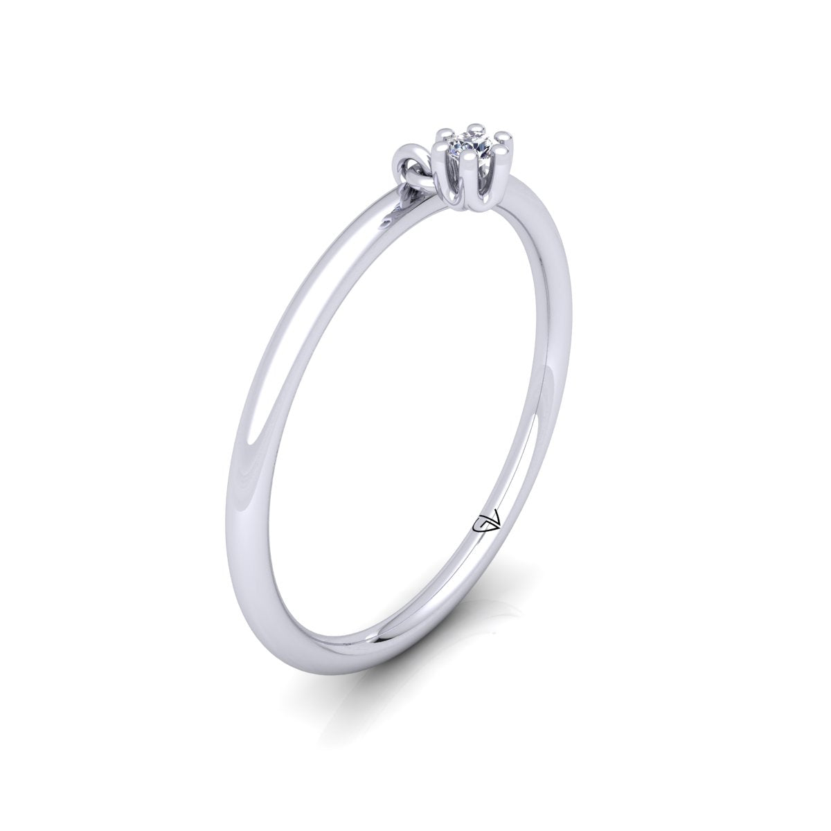Lab Grown Diamond Dangling Charm 14K White Gold Wedding Ring