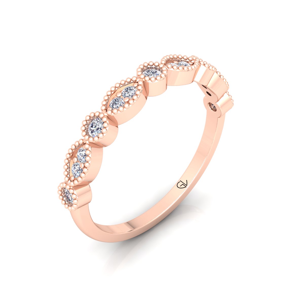 Lab Grown Diamond Vintage Inspired 14K White Gold Wedding Band