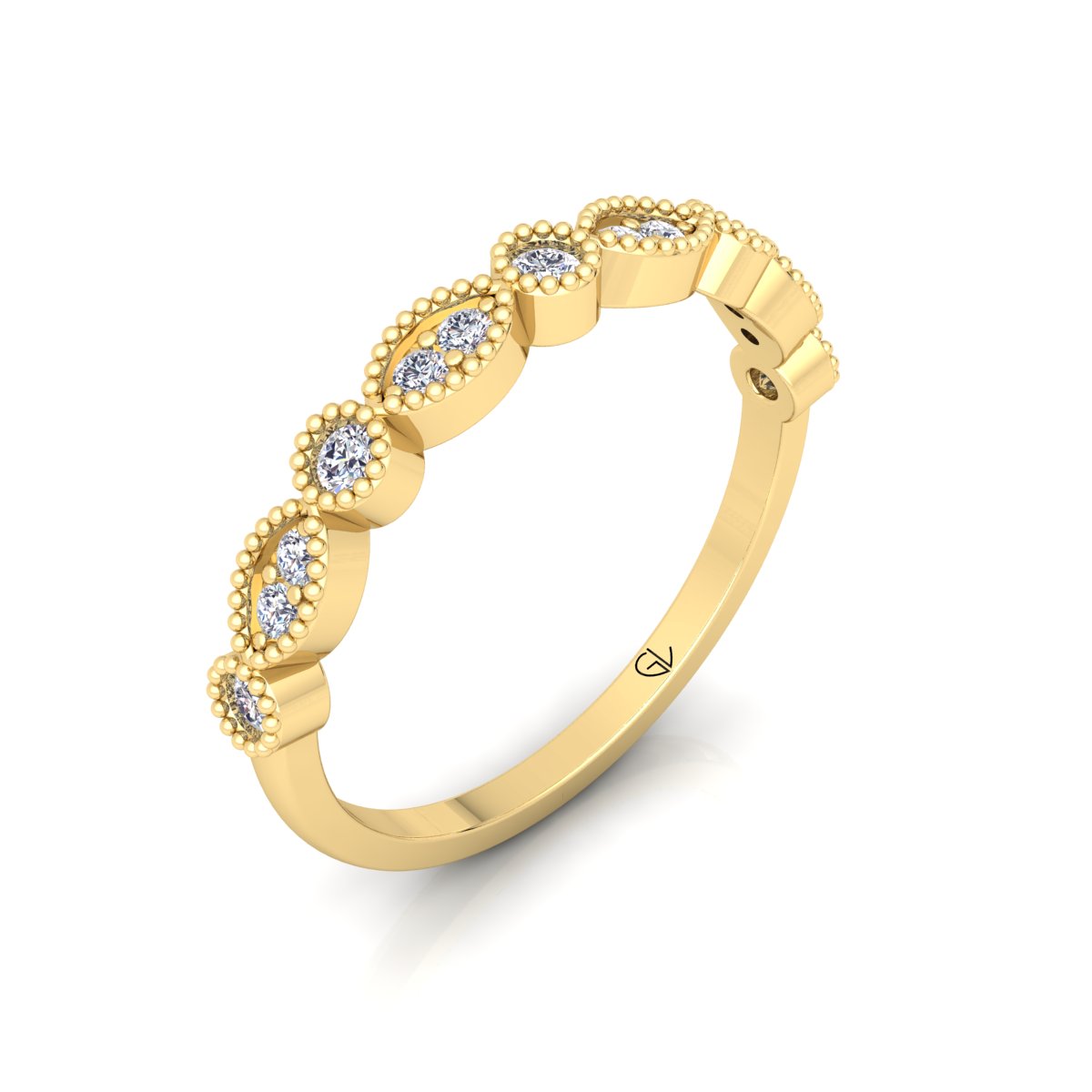 Lab Grown Diamond Vintage Inspired 14K White Gold Wedding Band