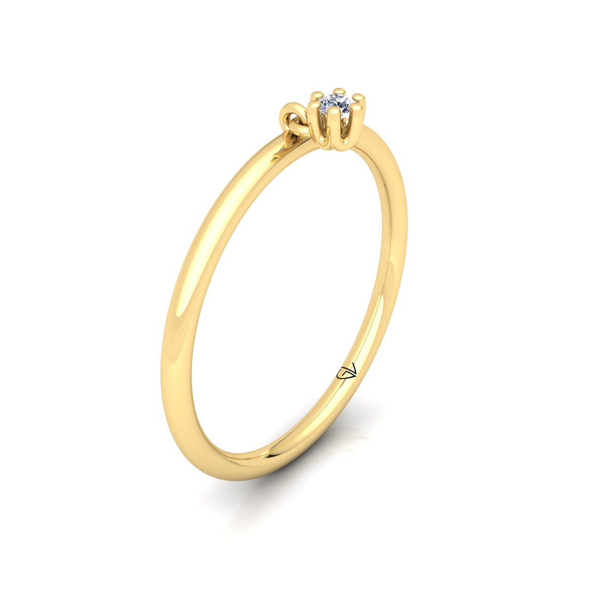 Lab Grown Diamond Dangling Charm 14K White Gold Wedding Ring