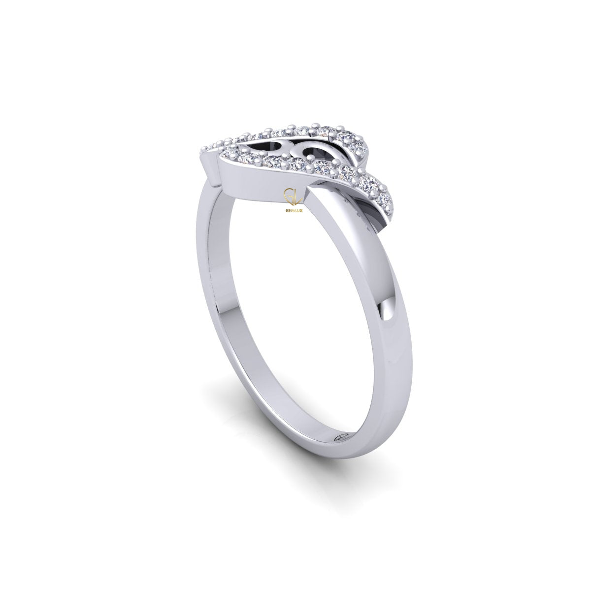 Lab Grown Diamond Swirl 14K White Gold Wedding Band