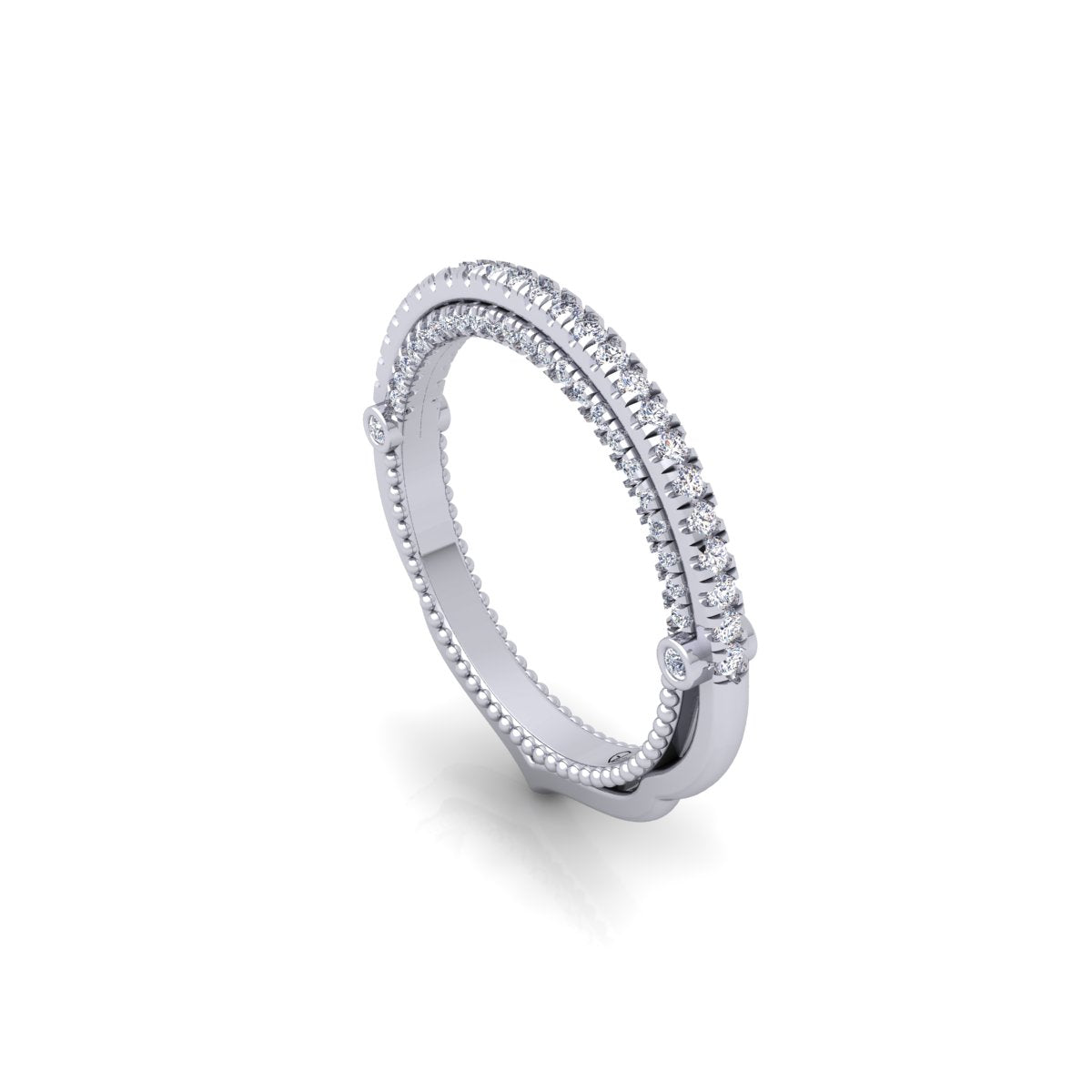 Lab Grown Diamond Vintage Inspired Half Eternity 14K White Gold Wedding Band