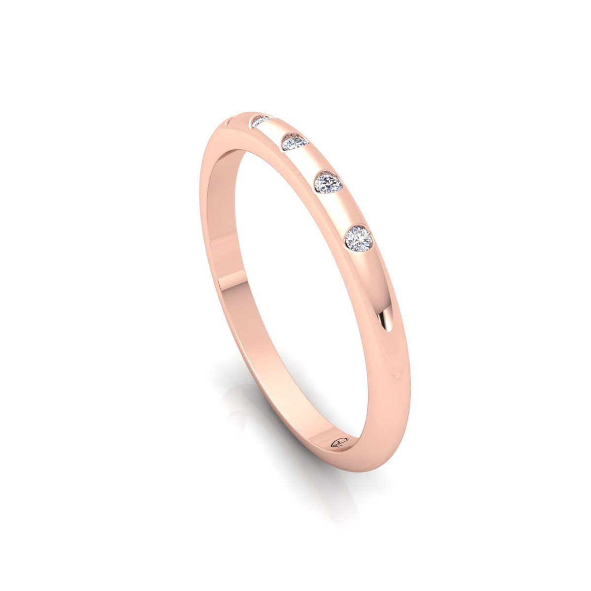 Lab Grown Diamond Five Stone Flush Setting 14K White Gold Wedding Band