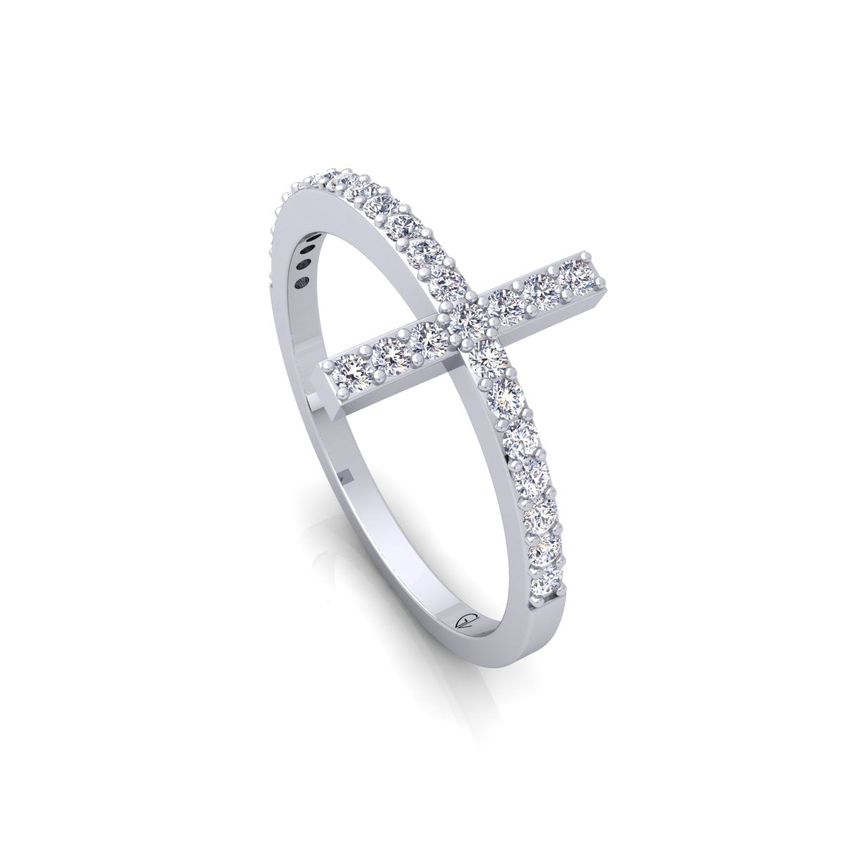Lab Grown Diamond Cross Band 14K White Gold Wedding Band