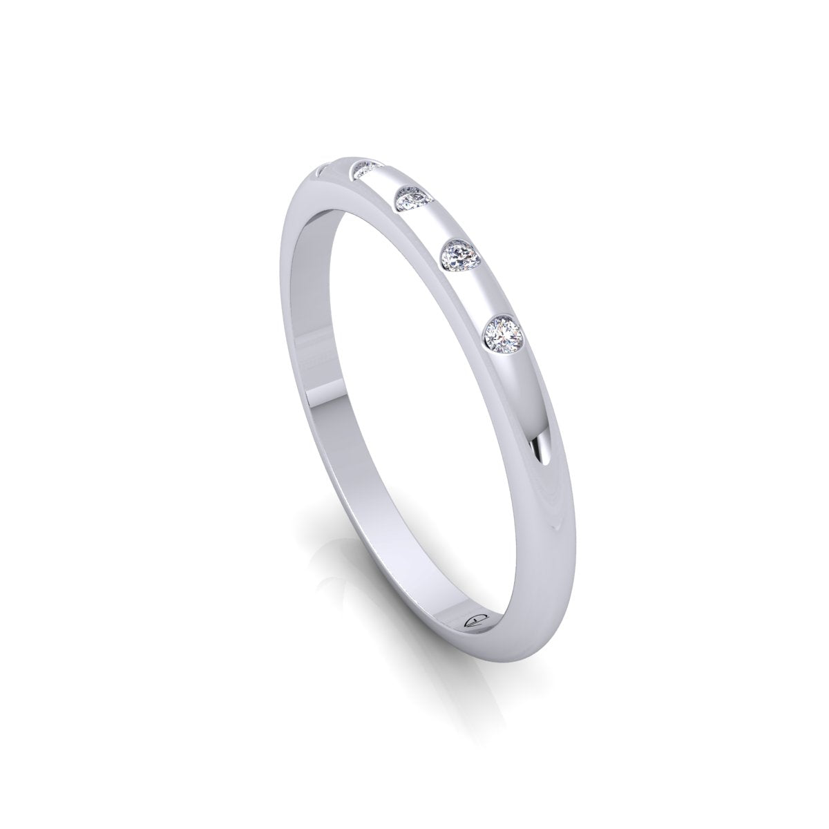 Lab Grown Diamond Five Stone Flush Setting 14K White Gold Wedding Band