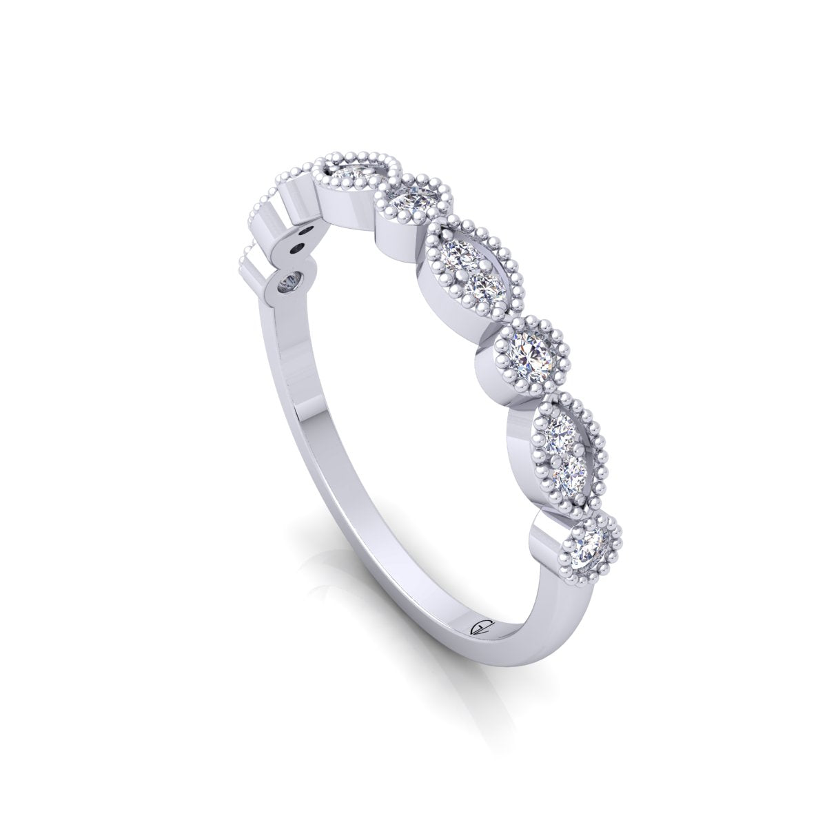 Lab Grown Diamond Vintage Inspired 14K White Gold Wedding Band