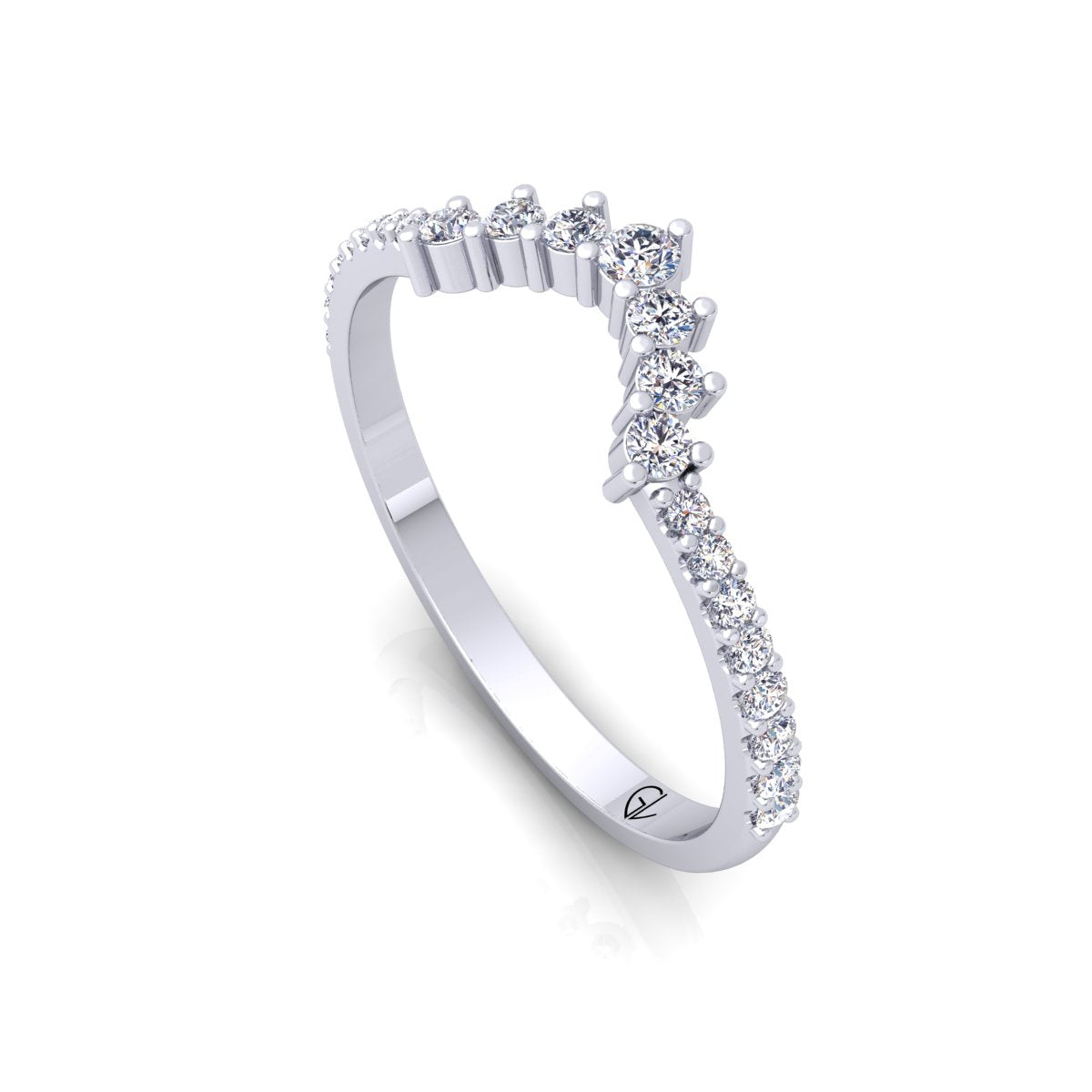 Lab Grown Diamond Curved 14K White Gold Wedding Band