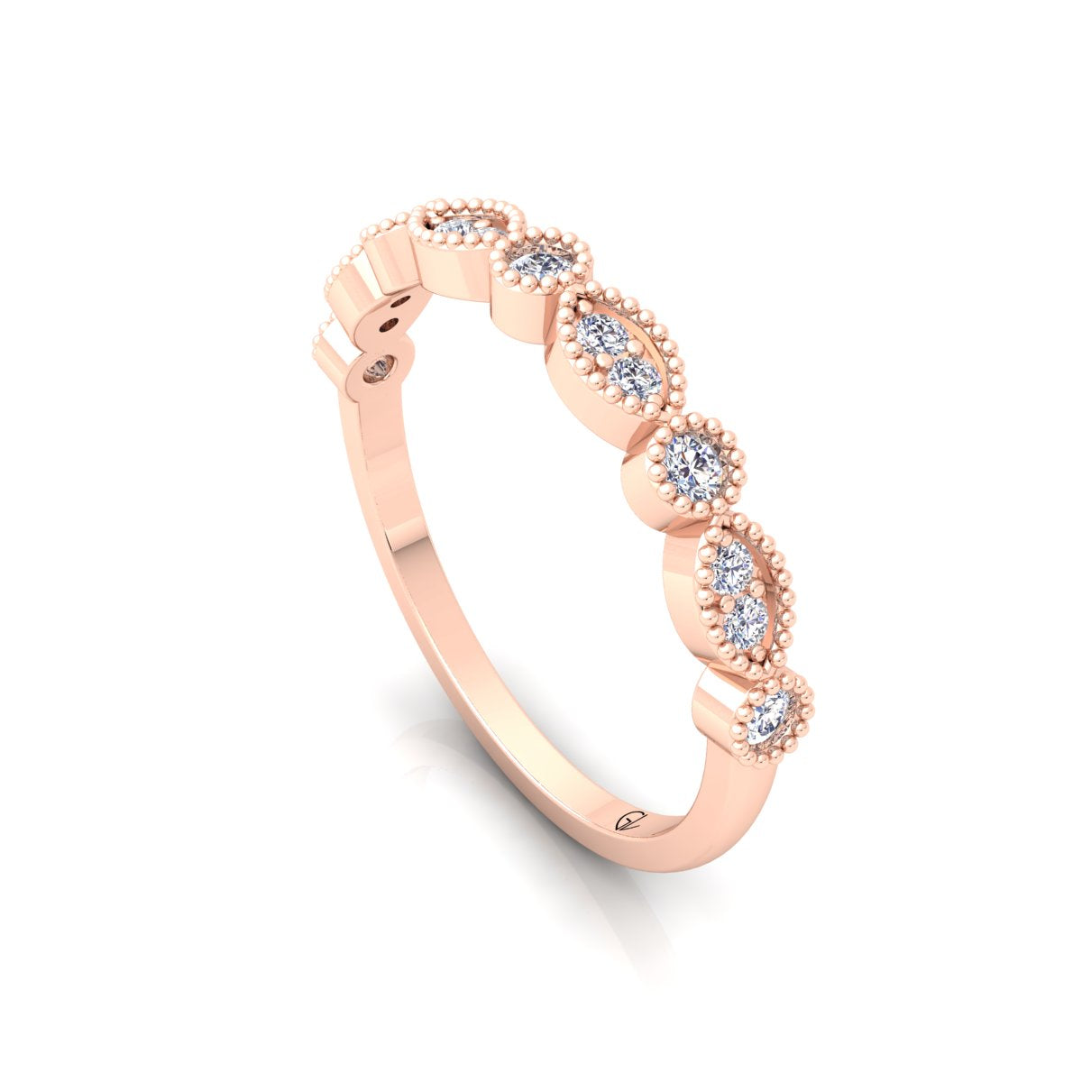 Lab Grown Diamond Vintage Inspired 14K White Gold Wedding Band