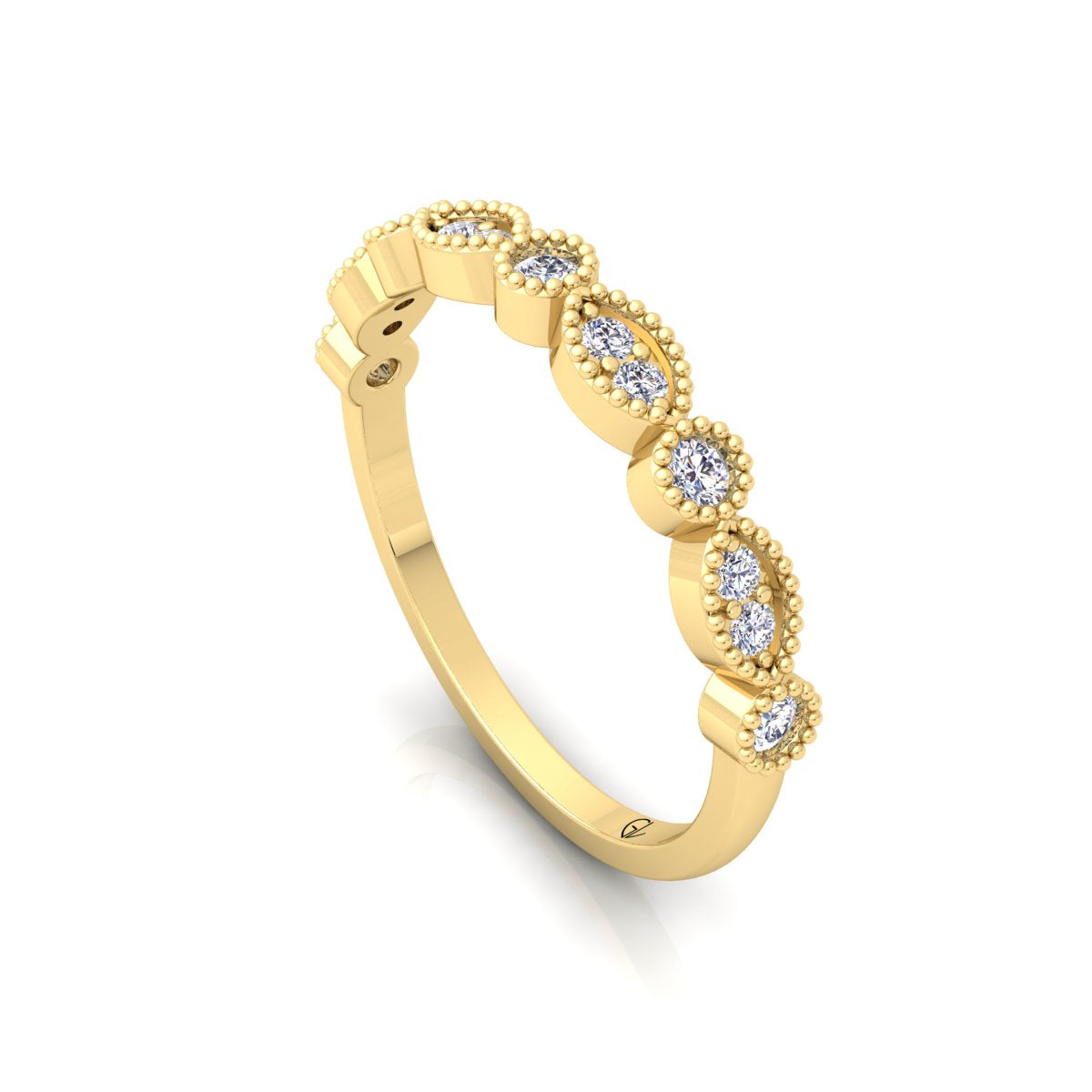 Lab Grown Diamond Vintage Inspired 14K White Gold Wedding Band