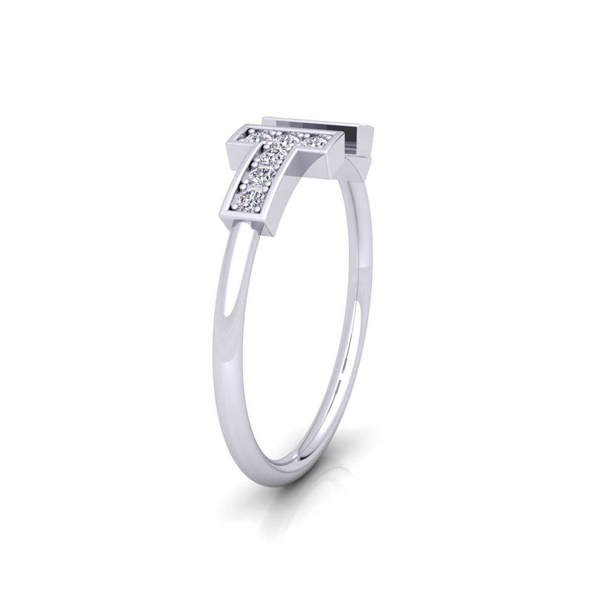 Lab Grown Diamond T Bar 14K White Gold Wedding Band