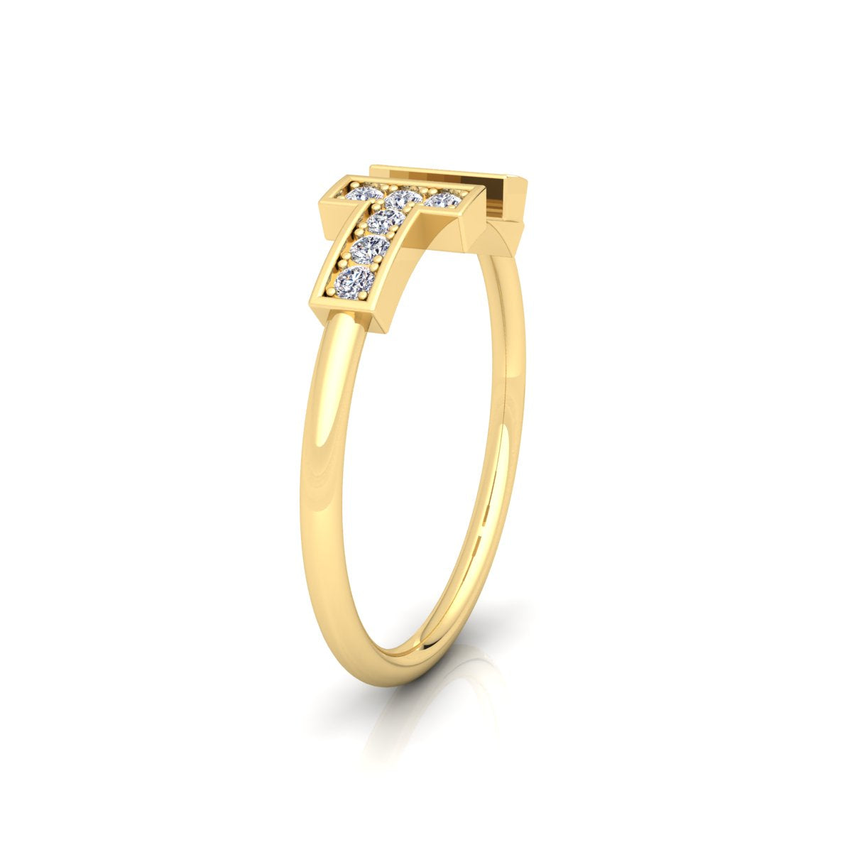 Lab Grown Diamond T Bar 14K White Gold Wedding Band