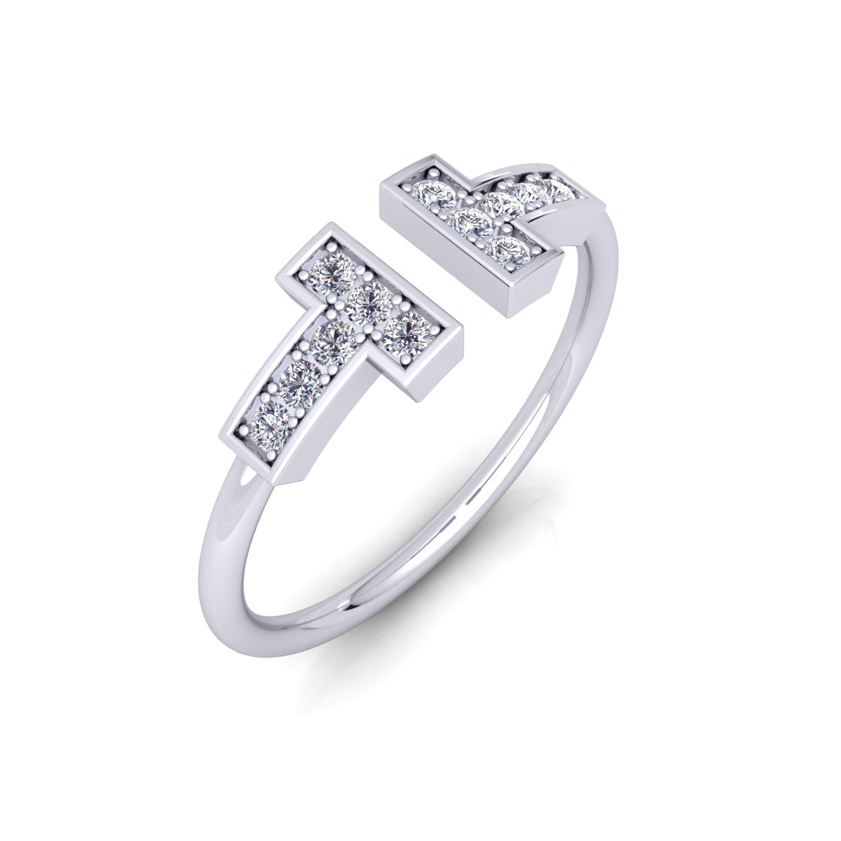 Lab Grown Diamond T Bar 14K White Gold Wedding Band