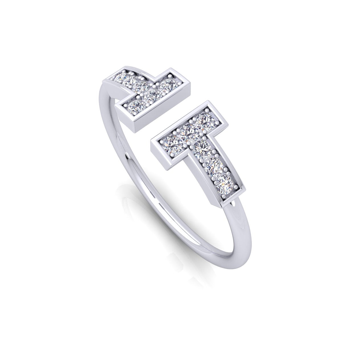 Lab Grown Diamond T Bar 14K White Gold Wedding Band