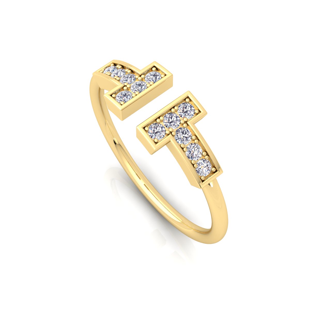 Lab Grown Diamond T Bar 14K White Gold Wedding Band