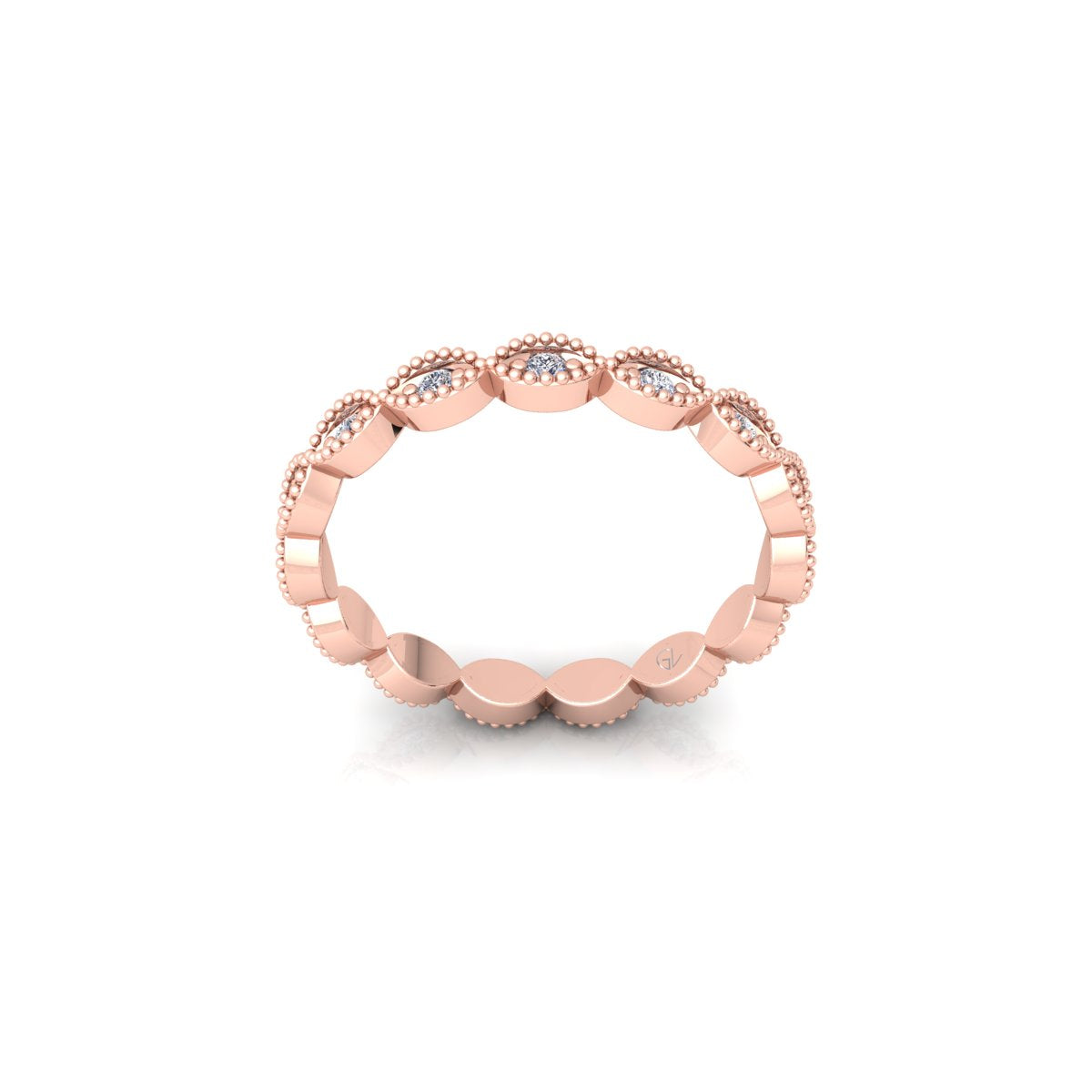 Lab Grown Diamond Vintage Inspired Full Eternity 14K White Gold Wedding Band