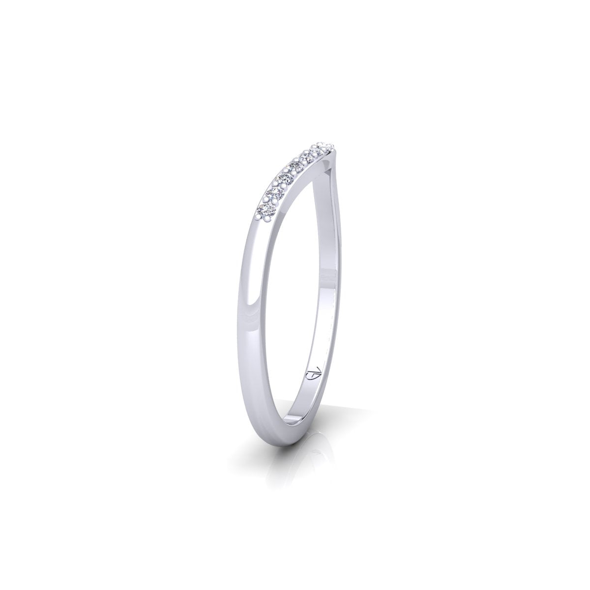 Lab Grown Diamond Curved Minimalist 14K White Gold Eternity Wedding Band