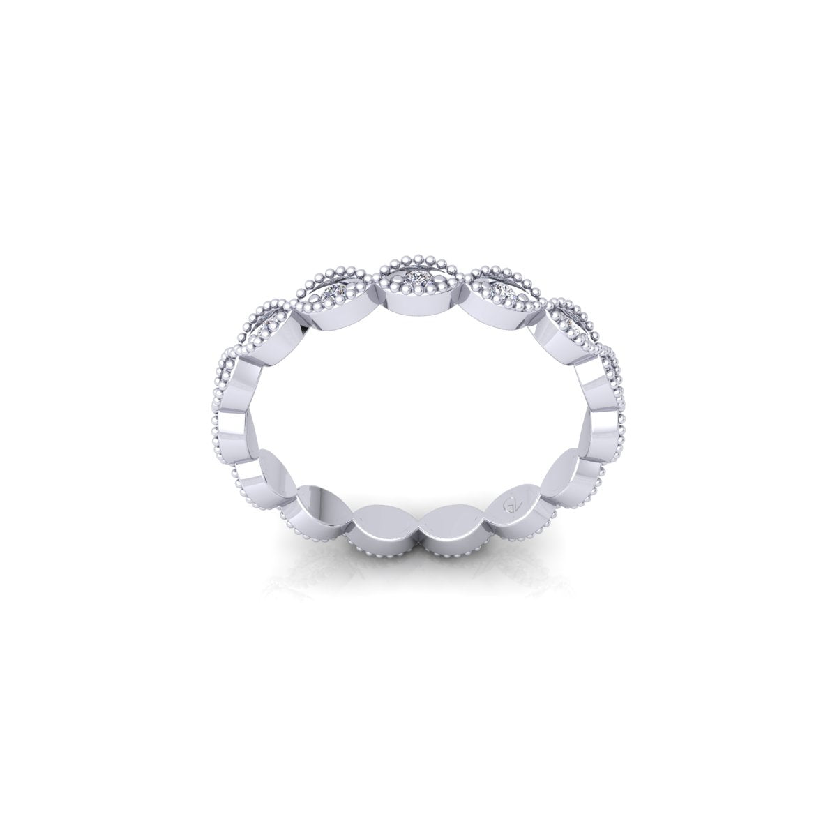 Lab Grown Diamond Vintage Inspired Full Eternity 14K White Gold Wedding Band