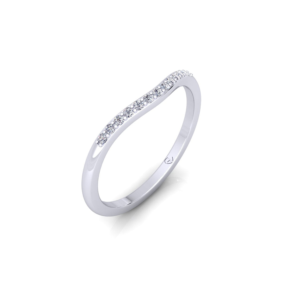 Lab Grown Diamond Curved Minimalist 14K White Gold Eternity Wedding Band