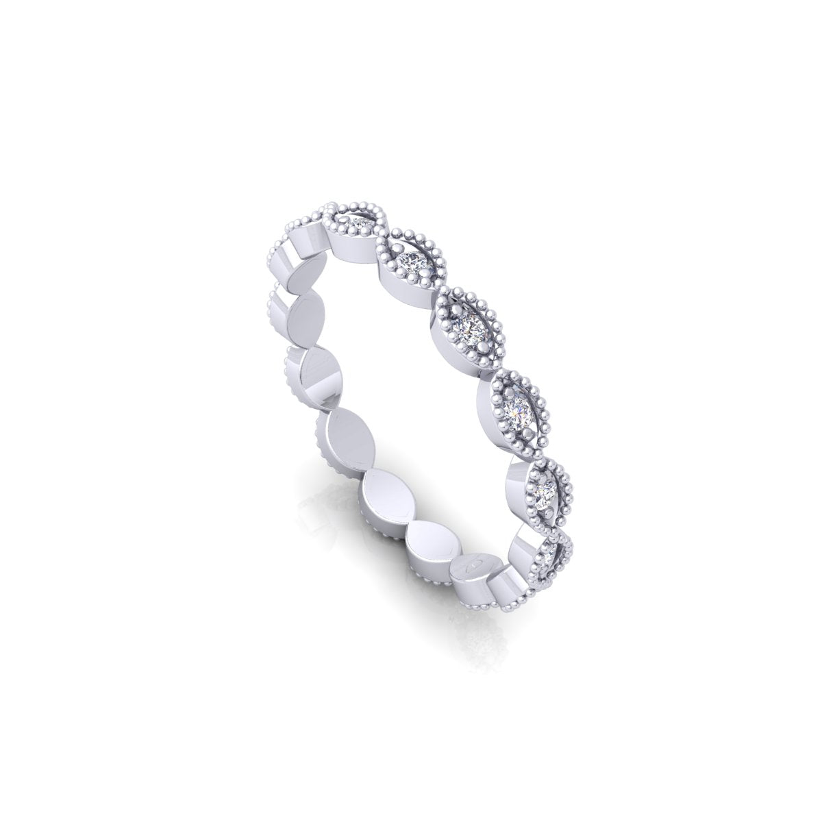 Lab Grown Diamond Vintage Inspired Full Eternity 14K White Gold Wedding Band