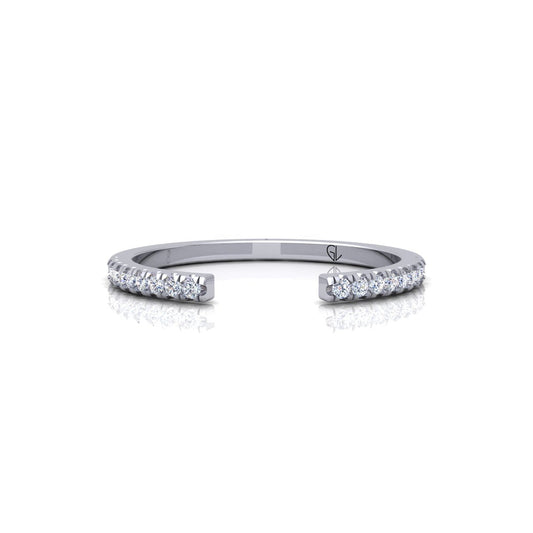 Lab Grown Diamond Open Cuff 14K White Gold Wedding Band