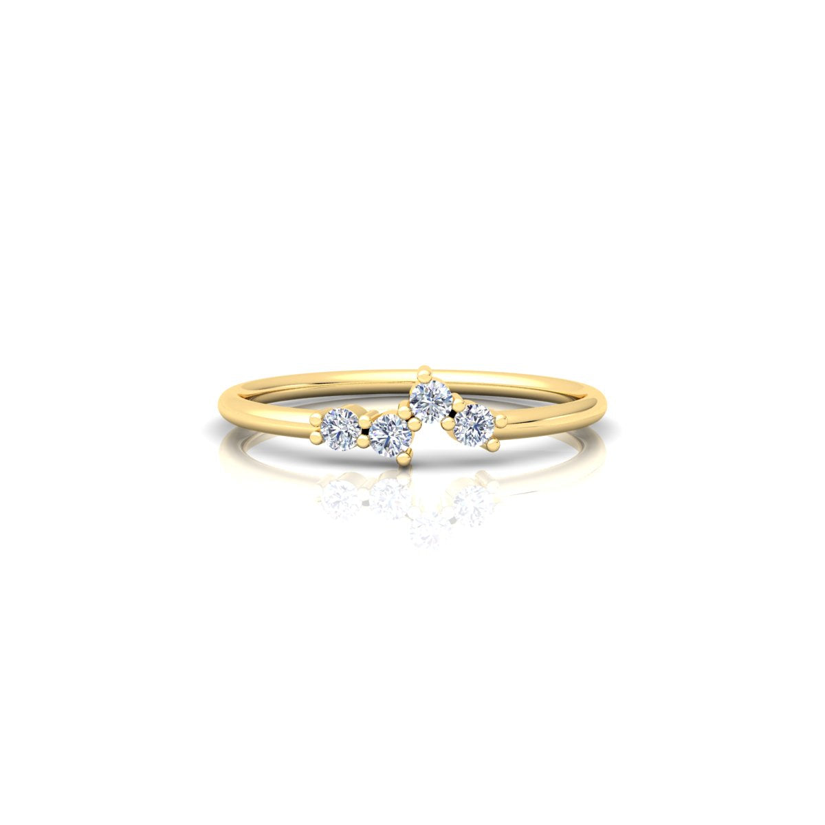 Lab Grown Diamond Four Stone14K White Gold Wedding Band