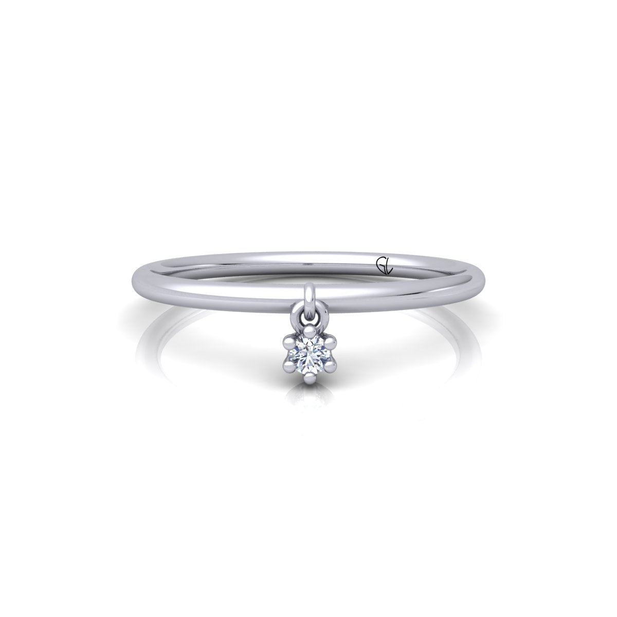 Lab Grown Diamond Dangling Charm 14K White Gold Wedding Ring