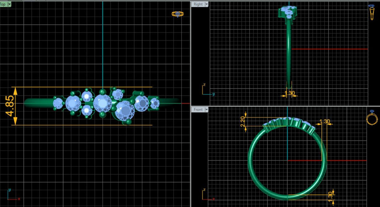 Lab Grown Diamond Cluster 14K White Gold Wedding Band