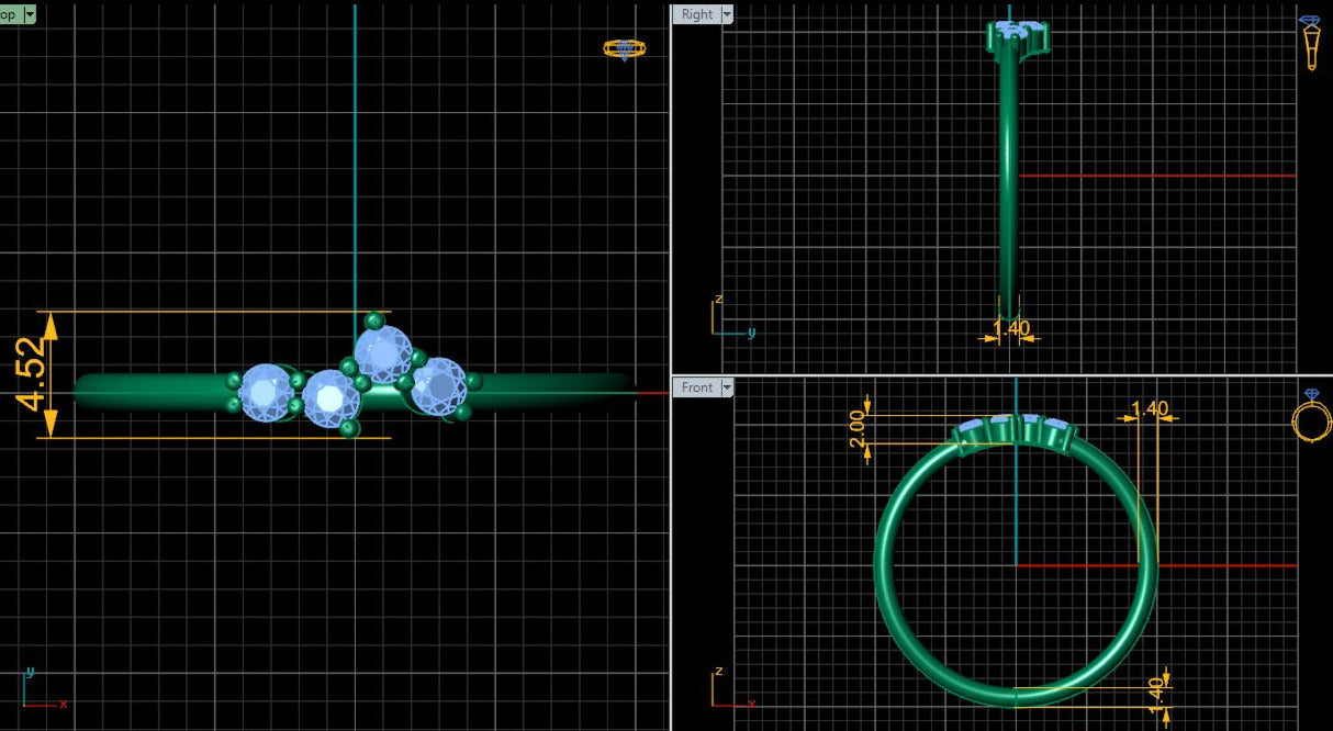 Lab Grown Diamond Four Stone14K White Gold Wedding Band
