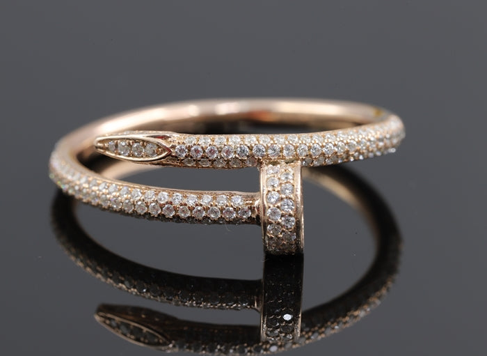 Nail Wrap Round Cut Moissanite Wedding Band