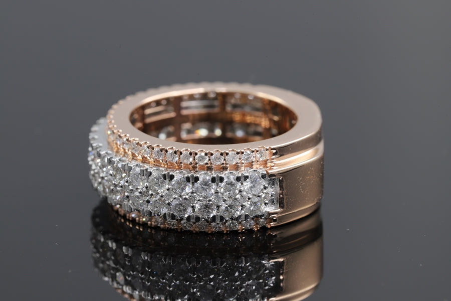 Two Tone Half Eternity Micro Pave Moissanite Men's Band