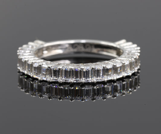 Half Eternity Emerald Cut Moissanite Wedding Band