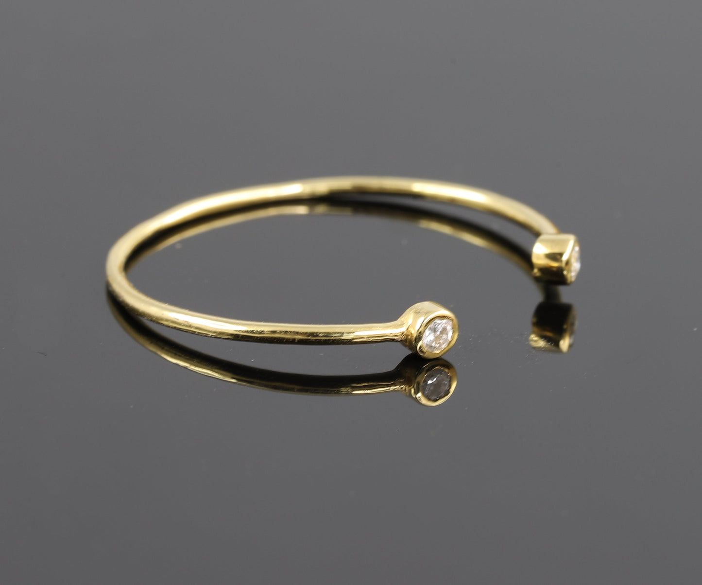 Open Cuff Two Stone Bezel Set Moissanite Band