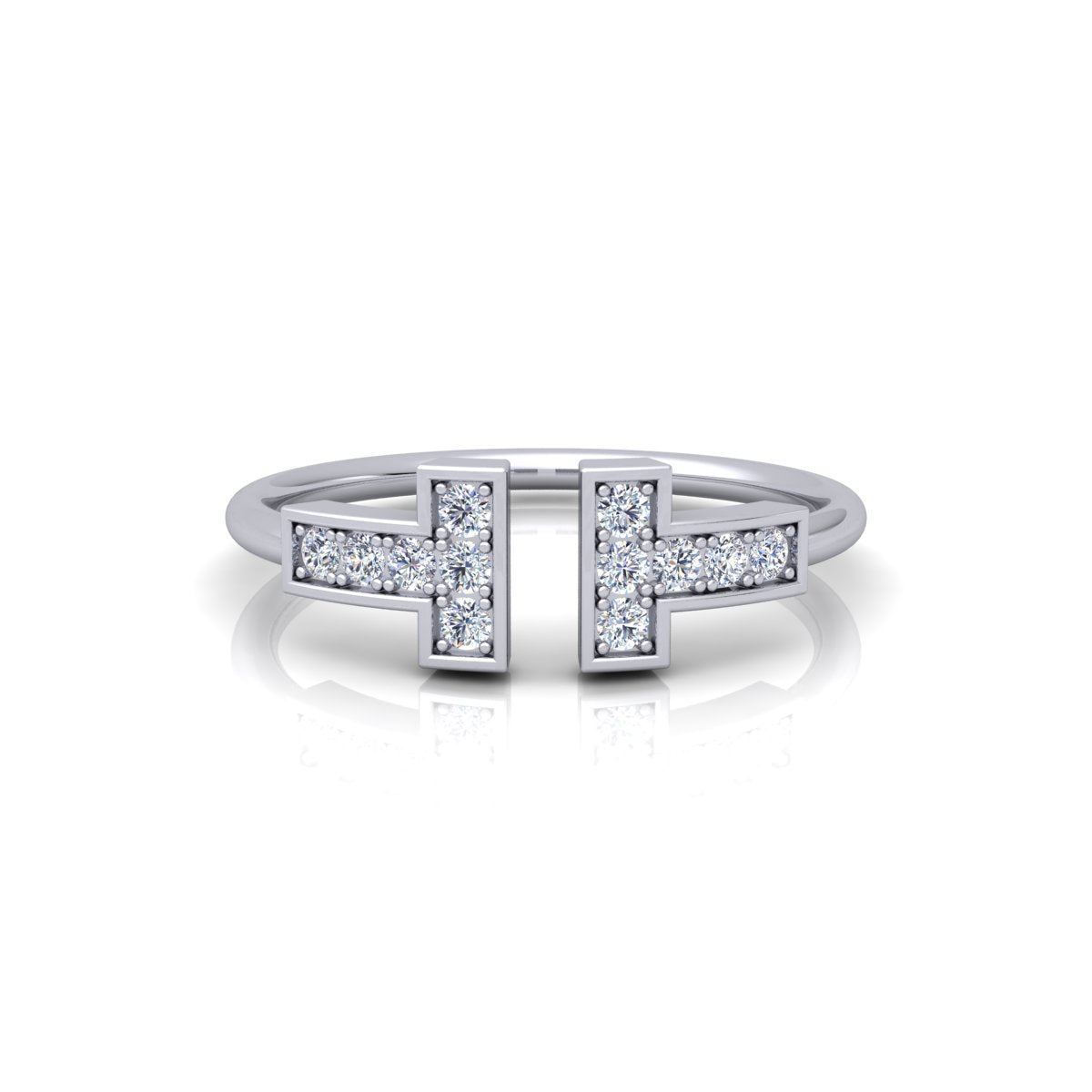 Lab Grown Diamond T Bar 14K White Gold Wedding Band