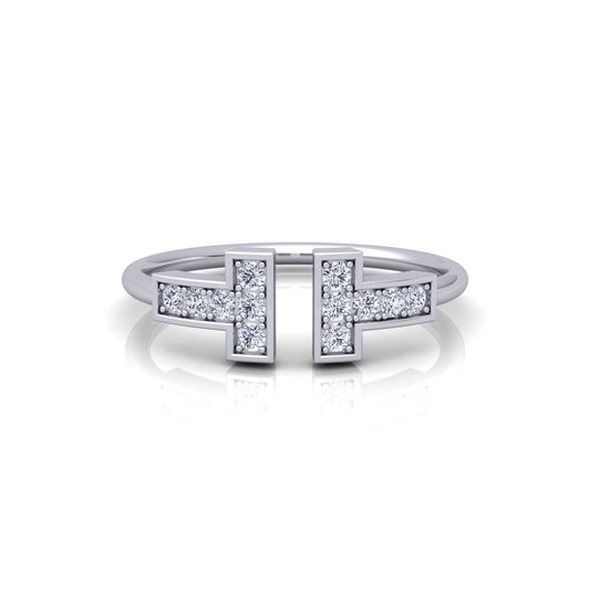 Lab Grown Diamond T Bar 14K White Gold Wedding Band