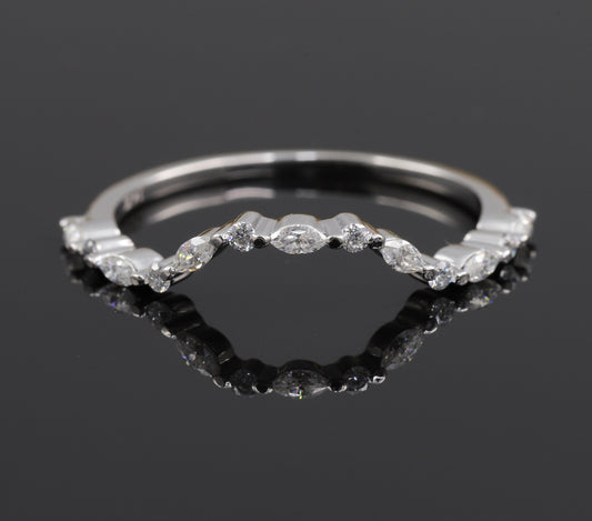 Vintage Curved Half Eternity Moissanite Wedding Band