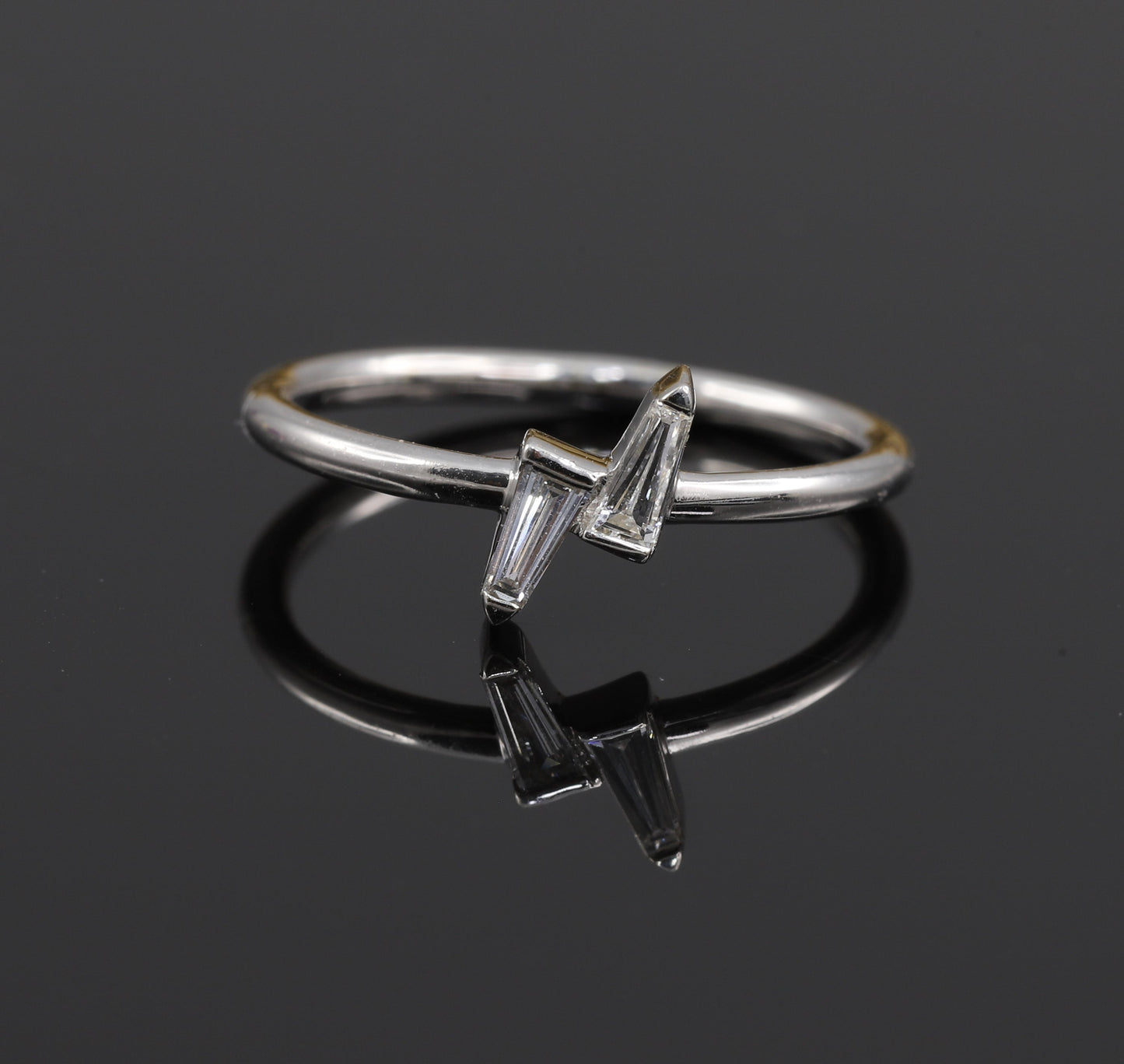 Two Stone Tapered Baguette Moissanite Wedding Band