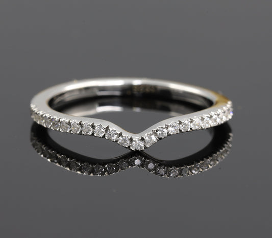 Curved Half Eternity Moissanite Wedding Band