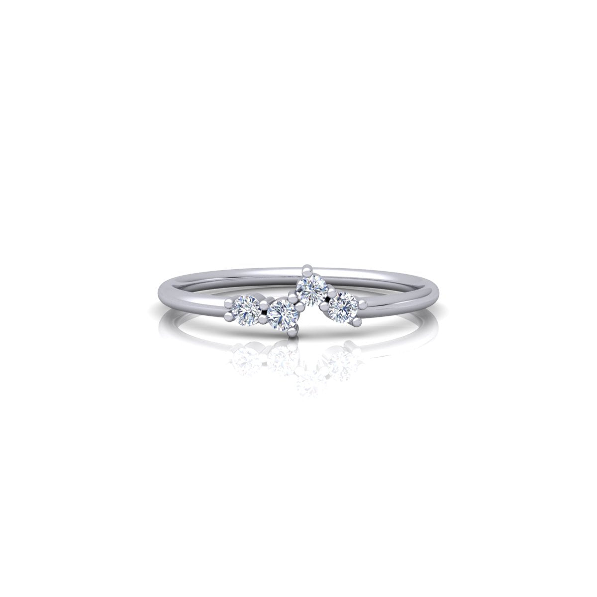 Lab Grown Diamond Four Stone14K White Gold Wedding Band