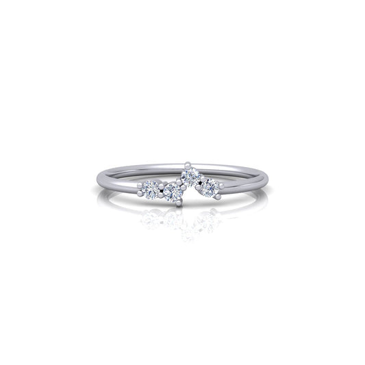 Lab Grown Diamond Four Stone14K White Gold Wedding Band