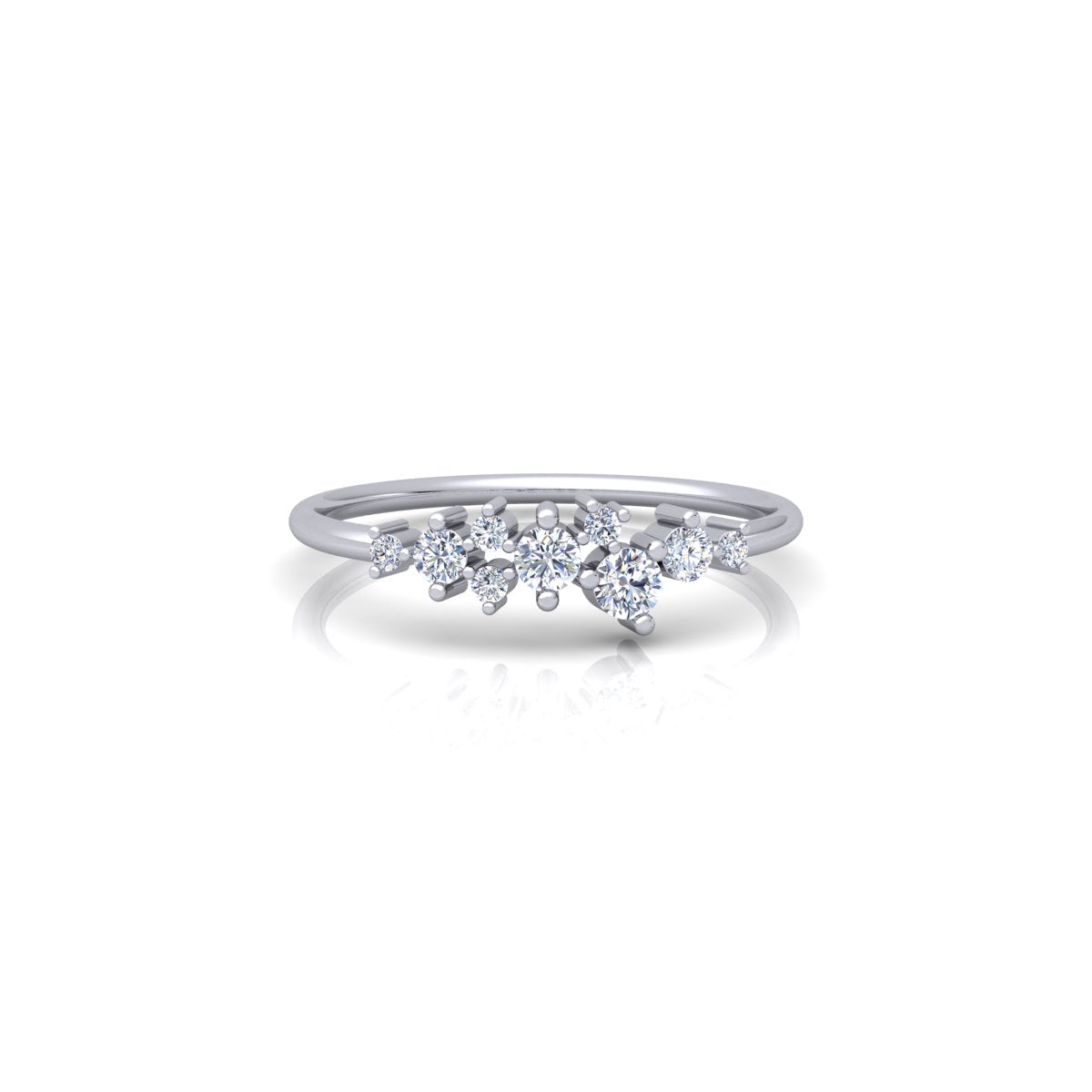 Lab Grown Diamond Cluster 14K White Gold Wedding Band